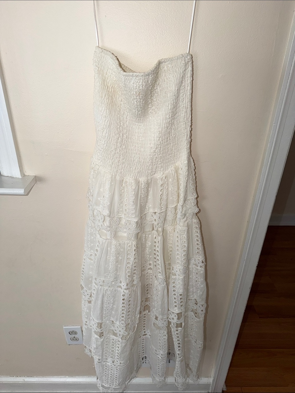 Strut & Bolt Cream Strapless Textured Maxi